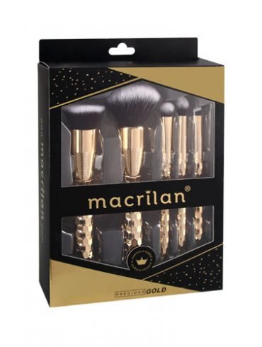 Kit ED006 com 5 pincéis profissionais para maquiagem Precious Gold kit Macrilan